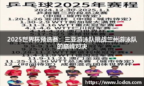 2025世界杯预选赛：三亚游泳队挑战兰州游泳队的巅峰对决